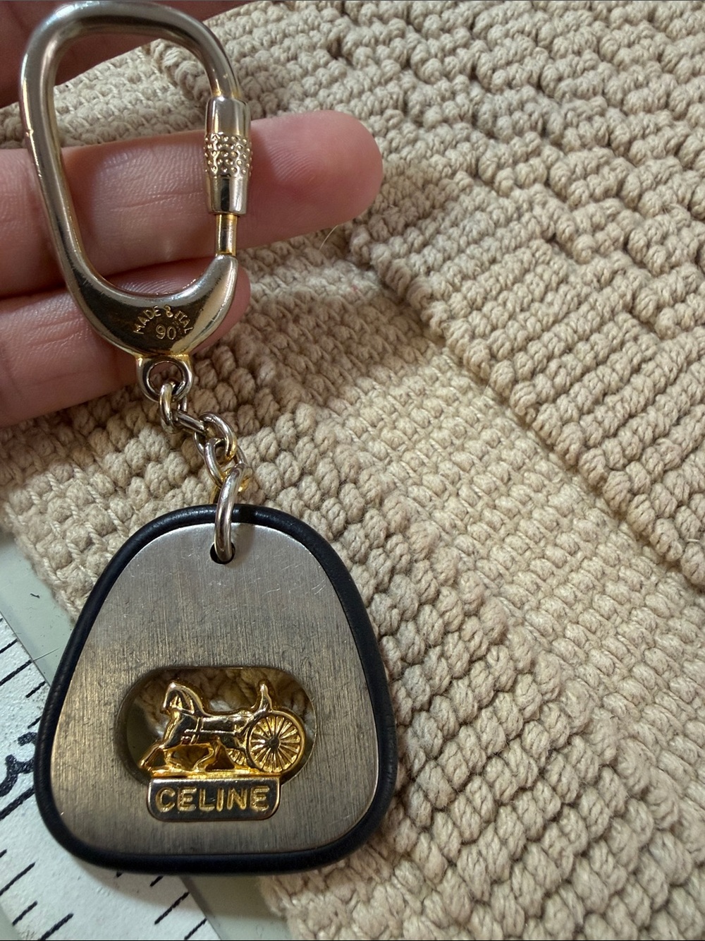 Vintage CELINE Horse Carriage Calèche Keychain Bag Charm Made in Italy 90 - Picture 4 of 5